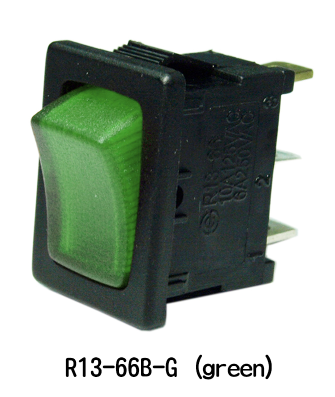Miniature Rocker Switch illuminated, SP, cut out 19.4* 13 mm