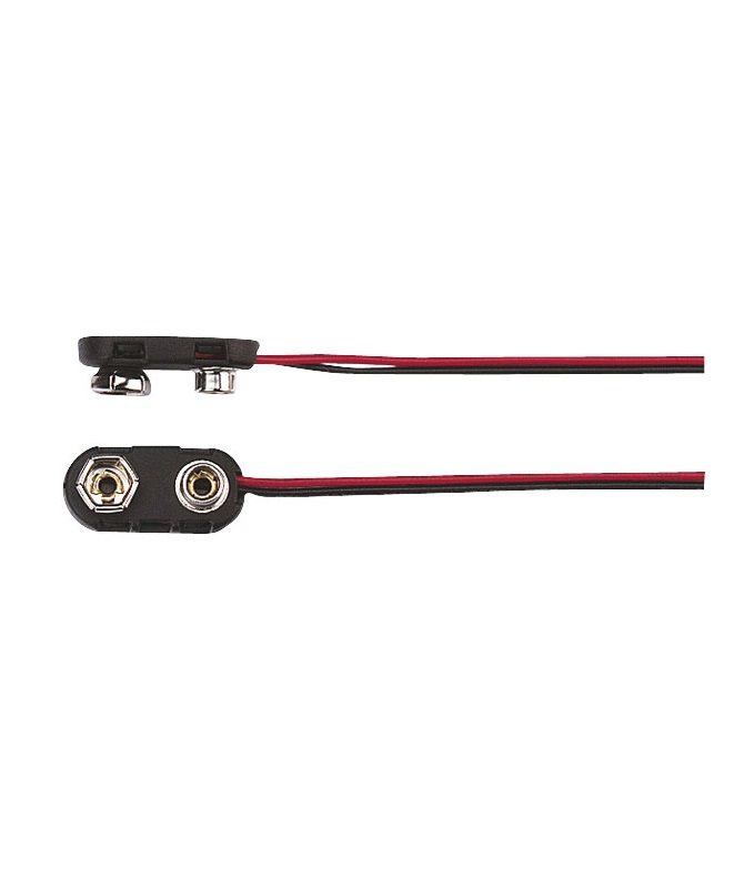 PP3 Battery Clip, End Entry 45mm Leads
