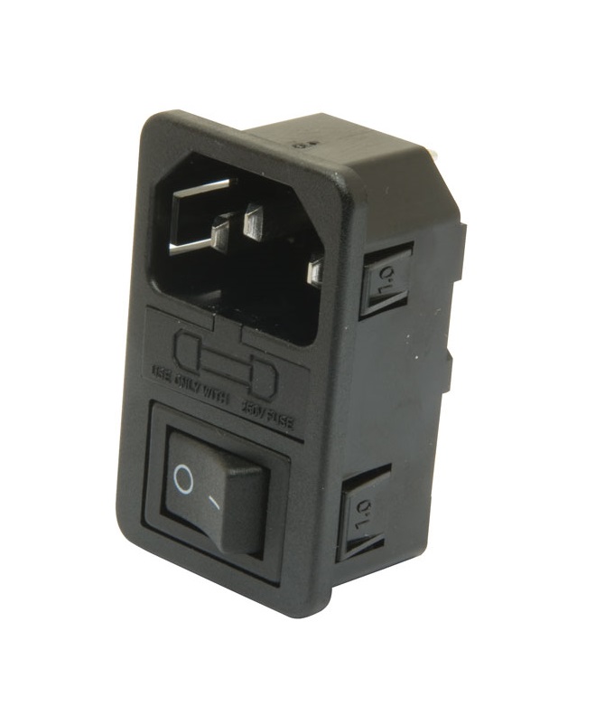 IEC Inlet Fused and Switched (Pre-Wired) 1mm Snap-Fit Chassis Plug